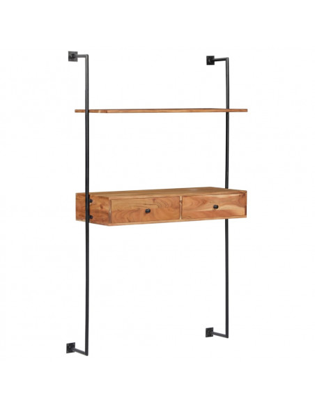 Scrivania a Parete 90x40x170 cm in Legno Massello di Acacia