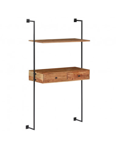 Scrivania a Parete 90x40x170 cm in Legno Massello di Acacia