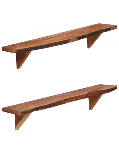 Mensole 2 pz 90x20x18 cm in Legno Massello di Acacia