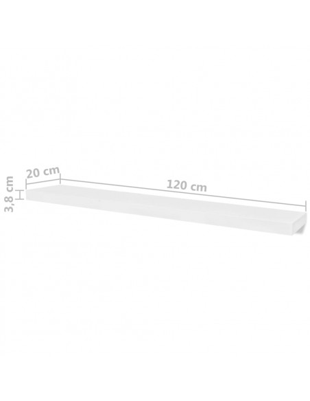 Mensole a Parete 4 pz Bianco 120 cm