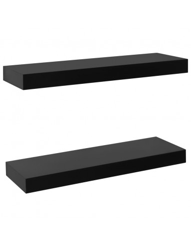 Mensole a Muro Galleggianti 2 pz Nere 40x20x3,8 cm