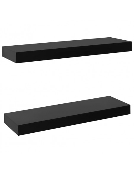 Mensole a Muro Galleggianti 2 pz Nere 40x20x3,8 cm