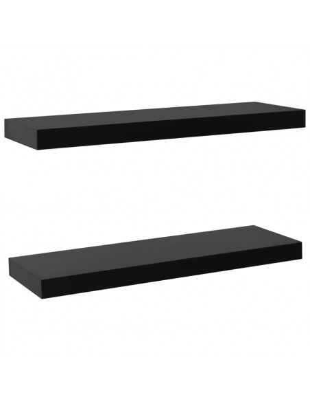 Mensole a Muro Galleggianti 2 pz Nere 60x20x3,8 cm