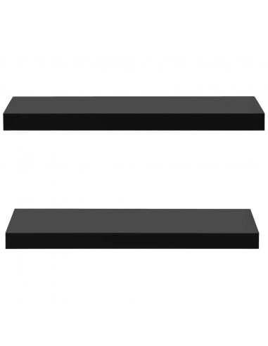 Mensole a Muro Galleggianti 2 pz Nere 60x20x3,8 cm