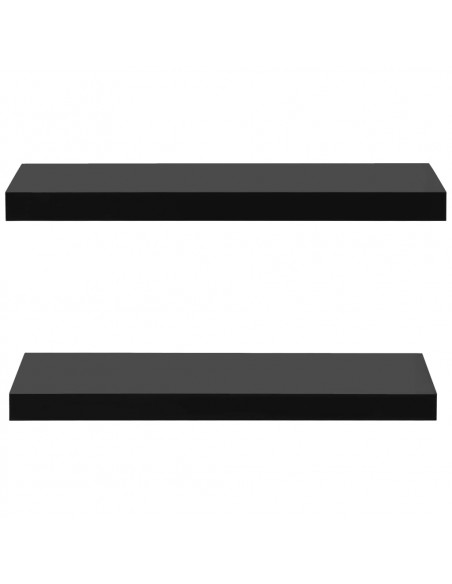 Mensole a Muro Galleggianti 2 pz Nere 60x20x3,8 cm