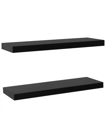 Mensole a Muro Galleggianti 2 pz Nere 80x20x3,8 cm
