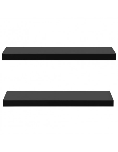 Mensole a Muro Galleggianti 2 pz Nere 80x20x3,8 cm