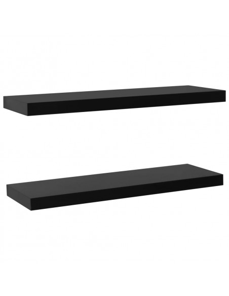 Mensole a Muro Galleggianti 2 pz Nere 100x20x3,8 cm