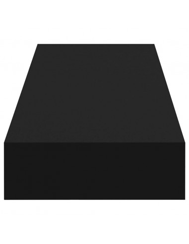 Mensola a Muro Galleggianti con Cassetto Nera 80x25x8 cm