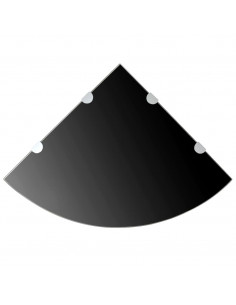 Scaffali Angolari 2 pz Supporti Cromati e Vetro Nero 45x45 cm 2