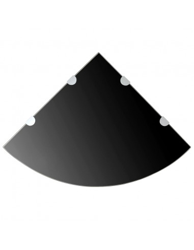 Scaffali Angolari 2 pz Supporti Cromati e Vetro Nero 45x45 cm