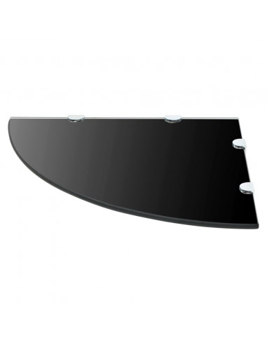 Scaffali Angolari 2 pz Supporti Cromati e Vetro Nero 45x45 cm