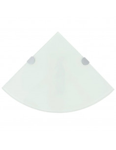 Scaffali Angolari 2 pz Supporti Cromati e Vetro Bianco 25x25 cm 2