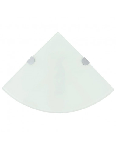 Scaffali Angolari 2 pz Supporti Cromati e Vetro Bianco 25x25 cm