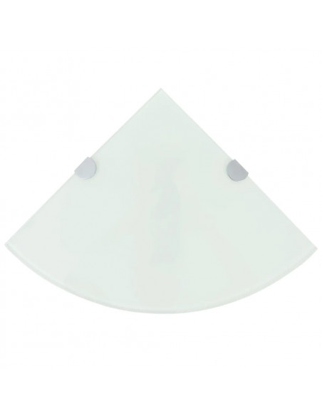 Scaffali Angolari 2 pz Supporti Cromati e Vetro Bianco 25x25 cm