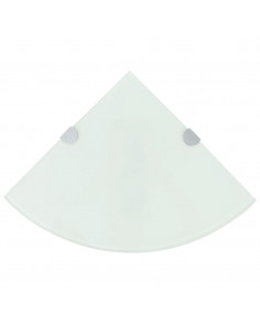 Scaffali Angolari 2 pz Supporti Cromati e Vetro Bianco 35x35 cm 2