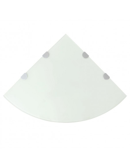 Scaffali Angolari 2 pz Supporti Cromati e Vetro Bianco 45x45 cm