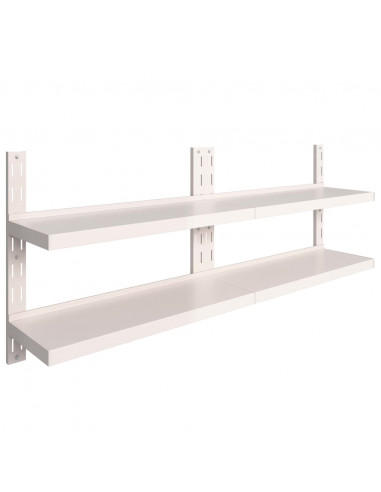 Mensole Galleggianti a 2 Livelli 2 pz in Acciaio Inox 200x30 cm