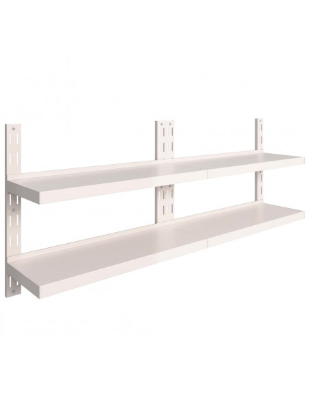 Mensole Galleggianti a 2 Livelli 2 pz in Acciaio Inox 200x30 cm