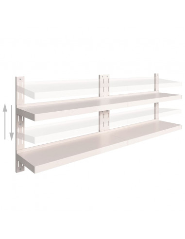 Mensole Galleggianti a 2 Livelli 2 pz in Acciaio Inox 200x30 cm