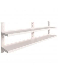 Mensole Galleggianti a 2 Livelli 2 pz in Acciaio Inox 240x30 cm 2