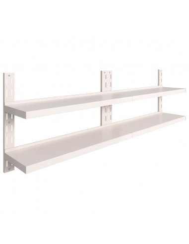 Mensole Galleggianti a 2 Livelli 2 pz in Acciaio Inox 240x30 cm