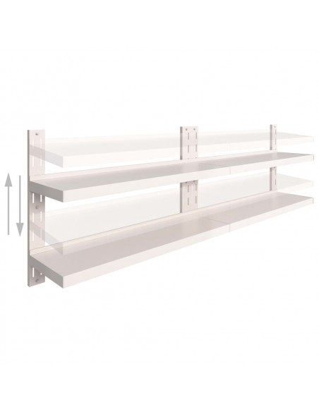 Mensole Galleggianti a 2 Livelli 2 pz in Acciaio Inox 240x30 cm