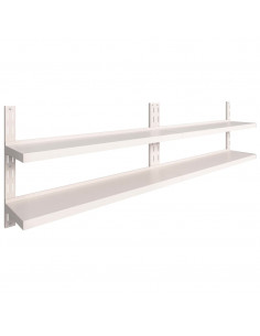 Mensole Galleggianti a 2 Livelli 2 pz in Acciaio Inox 300x30 cm 2