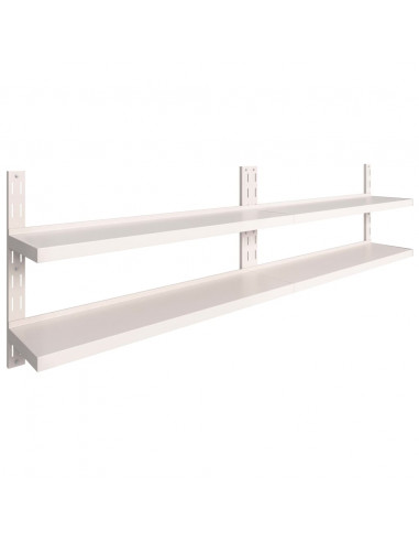 Mensole Galleggianti a 2 Livelli 2 pz in Acciaio Inox 300x30 cm
