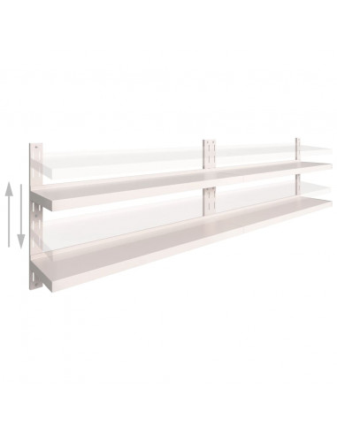 Mensole Galleggianti a 2 Livelli 2 pz in Acciaio Inox 300x30 cm