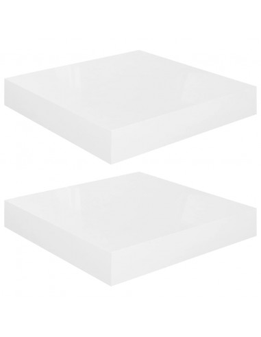 Scaffali a Parete 2 pz Bianco Lucido 23x23,5x3,8 cm in MDF