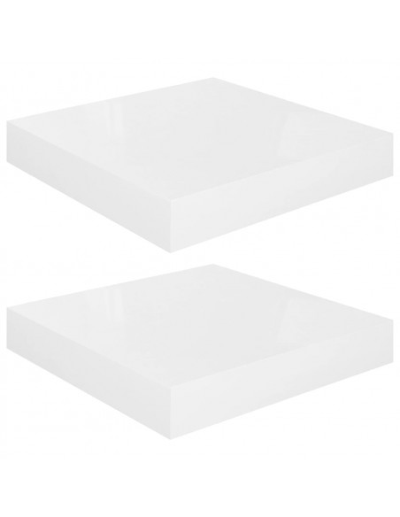 Scaffali a Parete 2 pz Bianco Lucido 23x23,5x3,8 cm in MDF