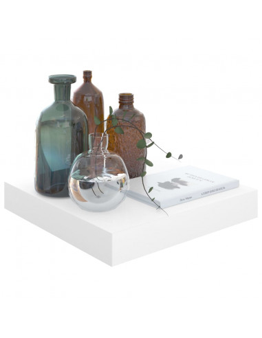 Scaffali a Parete 2 pz Bianco Lucido 23x23,5x3,8 cm in MDF