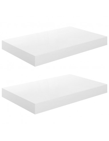 Scaffali a Parete 2 pz Bianco Lucido 40x23x3,8 cm in MDF