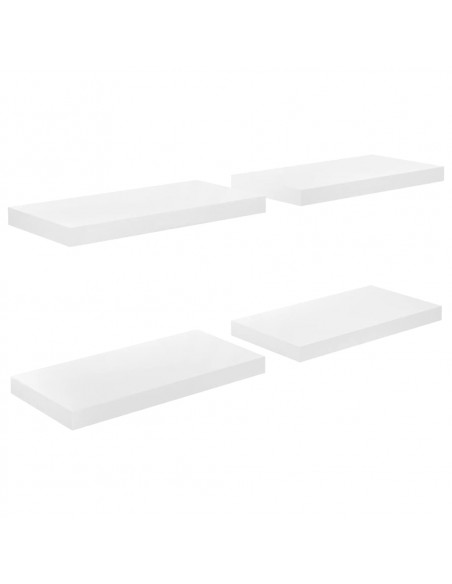 Scaffali a Parete 4 pz Bianco Lucido 50x23x3,8 cm in MDF
