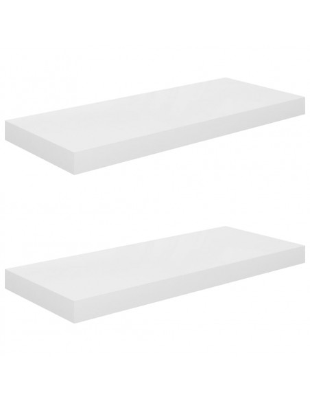 Scaffali a Parete 2 pz Bianco Lucido 60x23,5x3,8 cm in MDF