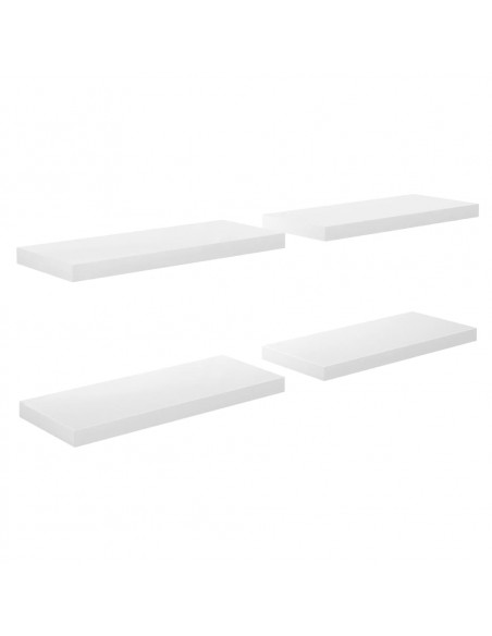 Scaffali a Parete 4 pz Bianco Lucido 60x23,5x3,8 cm in MDF