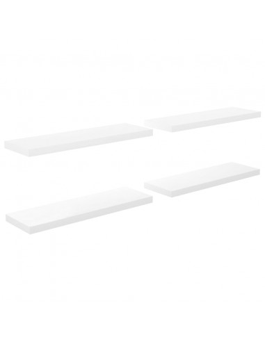 Scaffali a Parete 4 pz Bianco Lucido 80x23,5x3,8 cm in MDF