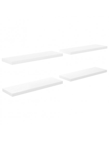 Scaffali a Parete 4 pz Bianco Lucido 80x23,5x3,8 cm in MDF