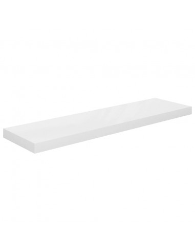 Scaffale a Parete Bianco Lucido 90x23,5x3,8 cm in MDF