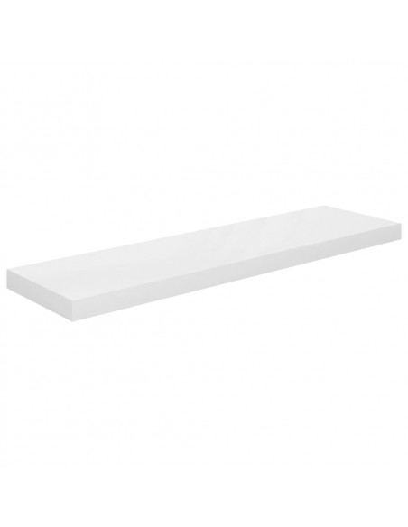 Scaffale a Parete Bianco Lucido 90x23,5x3,8 cm in MDF