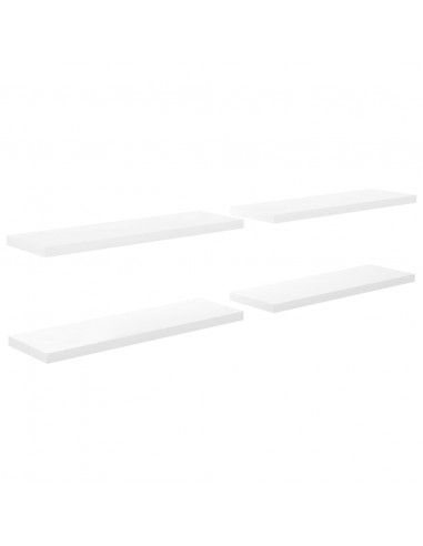 Scaffali a Parete 4 pz Bianco Lucido 120x23,5x3,8 cm in MDF