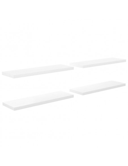 Scaffali a Parete 4 pz Bianco Lucido 120x23,5x3,8 cm in MDF