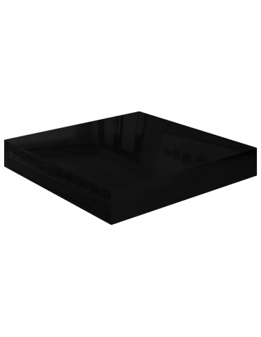 Scaffali a Parete 2 pz Nero Lucido 23x23,5x3,8 cm in MDF