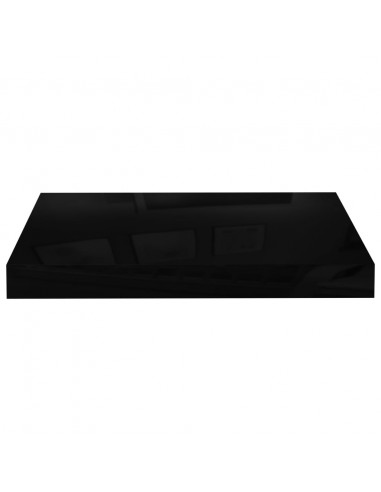Scaffali a Parete 2 pz Nero Lucido 40x23x3,8 cm in MDF
