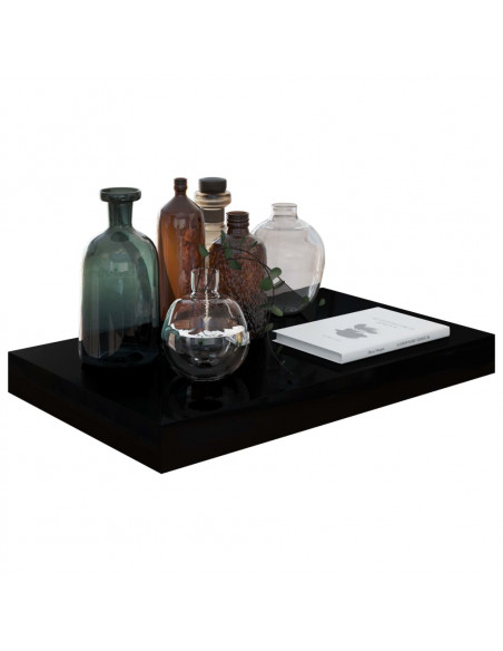 Scaffali a Parete 4 pz Nero Lucido 40x23x3,8 cm in MDF