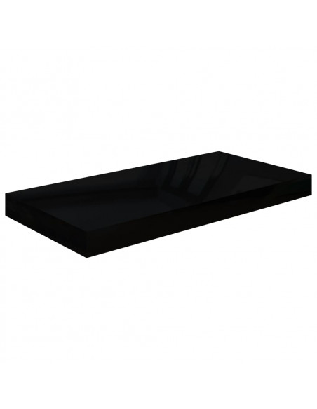 Scaffale a Parete Nero Lucido 50x23x3,8 cm in MDF