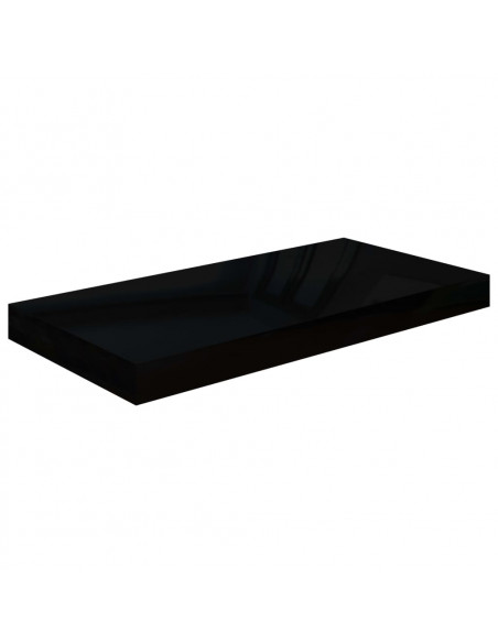 Scaffali a Parete 2 pz Nero Lucido 50x23x3,8 cm in MDF