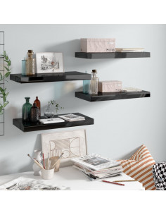 Scaffali a Parete 4 pz Nero Lucido 50x23x3,8 cm in MDF 2