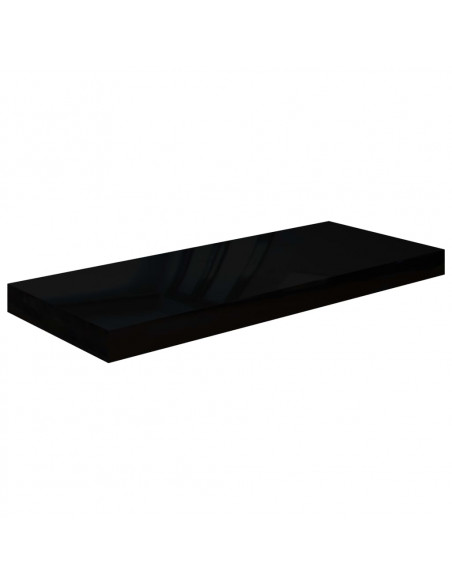 Scaffali a Parete 2 pz Nero Lucido 60x23,5x3,8 cm in MDF